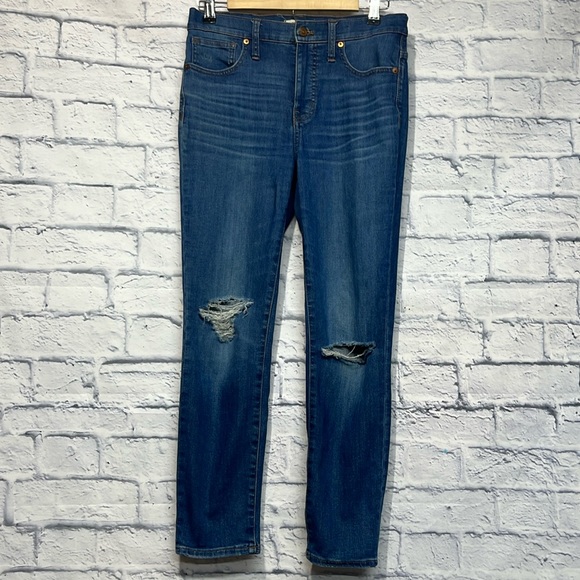 Madewell 9” High-Rise Skinny Crop Distressed Jeans - Picture 1 of 8